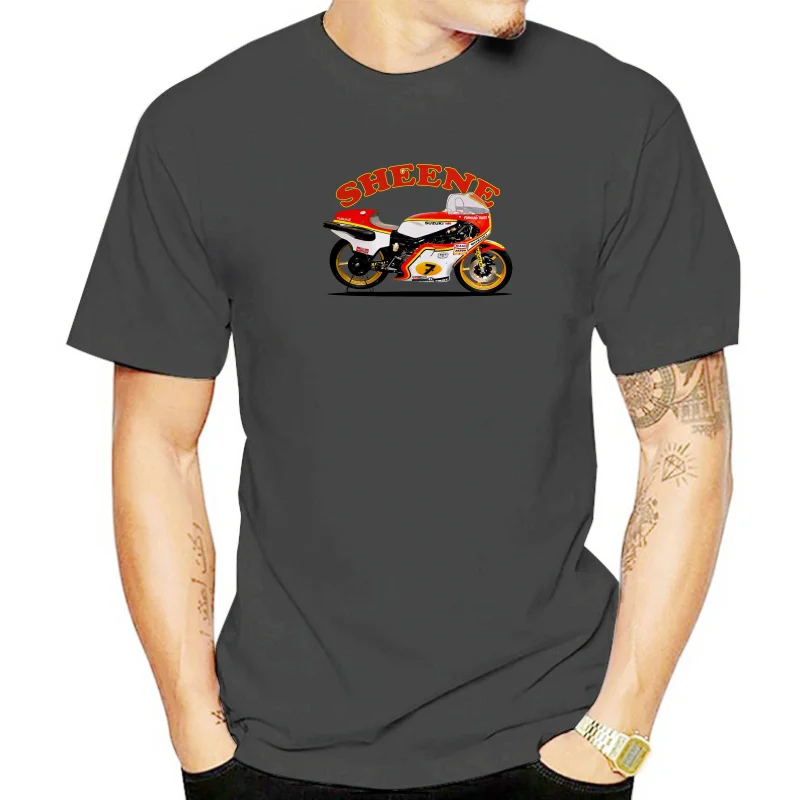 Summer 2019 100% Cotton cotton short sleeve Printed T-shirt Race Art Barry-Sheene RG500 Race Biker Inspired T shirt