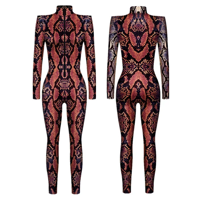 Herren Damen Punk Future Roboter Drache Schlange Totenkopf 3D-Druck Bodysuit Erwachsenen-Halloween-Kostüm Party Rollenspiel Schlanker Jumpsuit – Detail 22