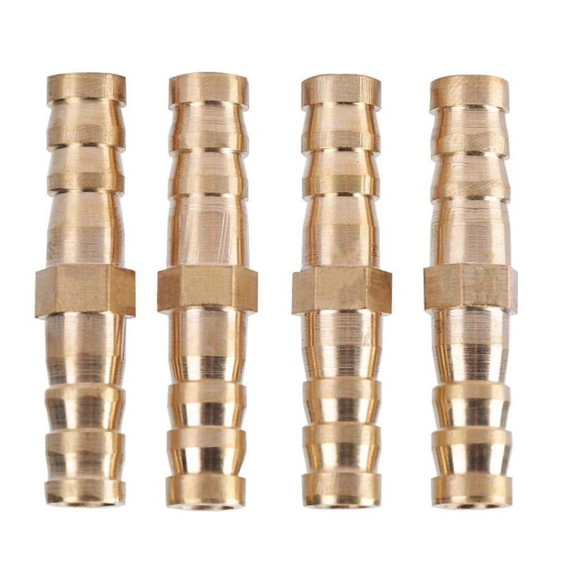 HOT! 4 Thickened Brass Tracheal Butt Joints Straight-Through Inline Two-Way Oxygen Tube Straight Joint Fittings (8-8Mm)