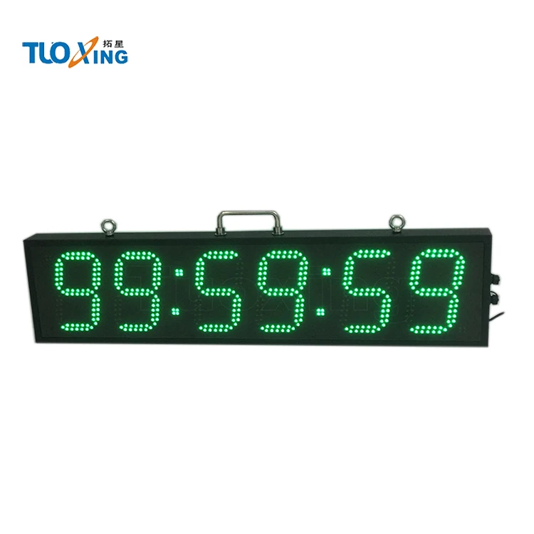 6 Inch 6-Digit LED Digital Race Clock Double-Sided Mini Electronic Marathon Timer for Outdoor Usage