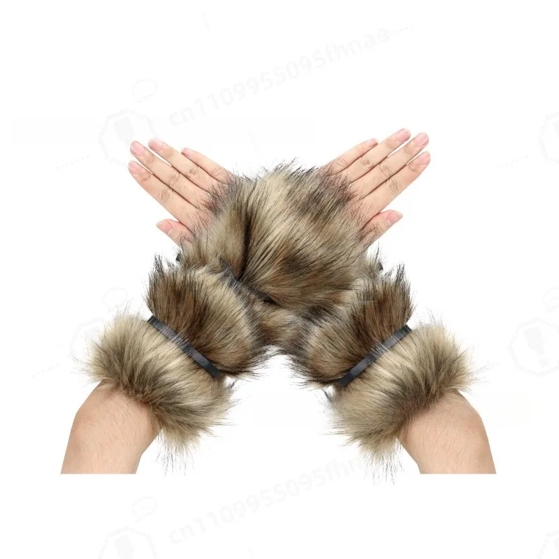 Viking Medieval Faux Fur Cloak with Chest Strap Unisex Warrior Cape for Halloween Carnival LARP Renaissance Cosplay Costume