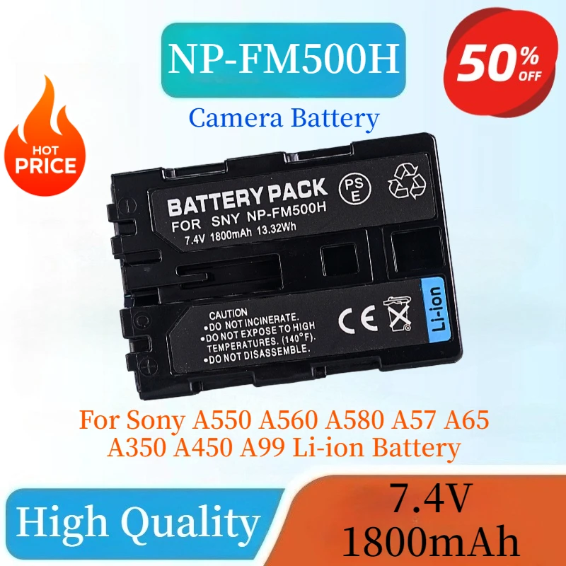 

New High Quality NP-FM500H Rechargeable Camera Battery 7.4V 1800mAh For Sony A550 A560 A580 A57 A65 A350 A450 A99 Li-ion Battery