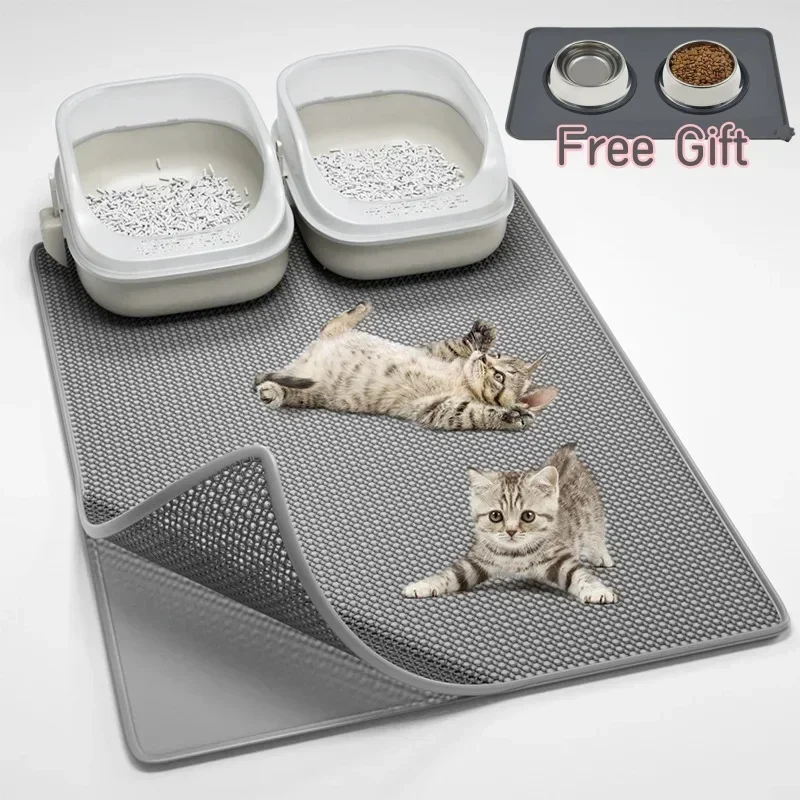 Double Layer Pet Foldable Cat Litter Trapping Pet Carpet Bed Pads For Cats Pet Clean Supplies Cat Litter Mat Water Urine Proof