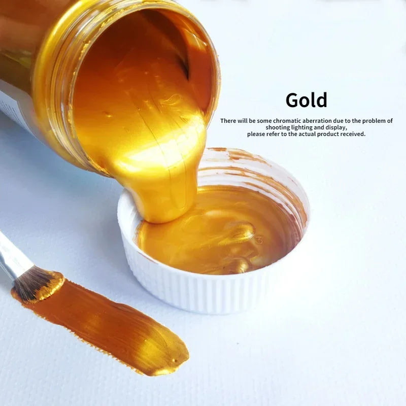 60/100ml Acrylic Paint Golden Silver Metallic Color Pearlescent Blue Orange Red Gold Pigment Hand Painted Wall DIY