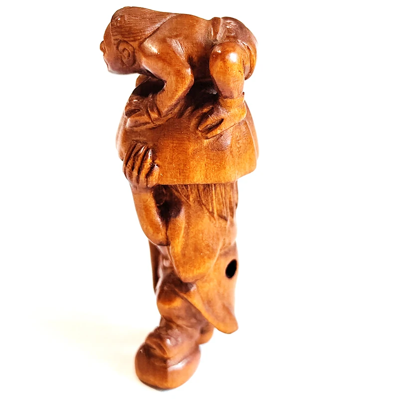 Imagem -04 - Mão Esculpida Japonês Boxwood Netsuke Oni Man Monster Y8654