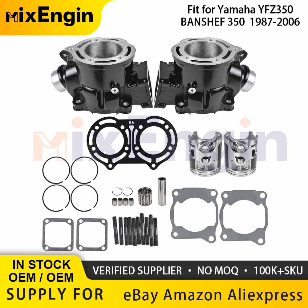 

Motorcycle Engine Left Right Cylinder 64mm Bolts Piston Top Gasket Kit For 87-06 Yamaha YFZ350 Banshee 350 Needle Bearings