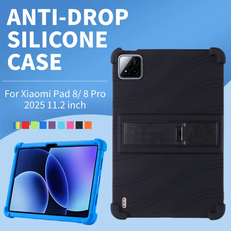 

Чехол-подставка для Xiaomi Pad 8 2025 11,2 дюйма, мягкий силиконовый регулируемый чехол для планшета Mipad 8 Pad 8 Pro с подставкой