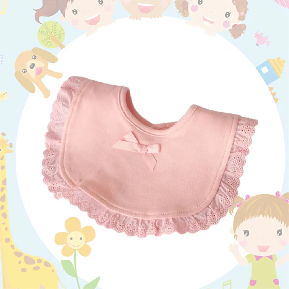 

Розовый кружевной детский нагрудник из мягкого хлопка, водонепроницаемый нагрудник для новорожденных, нагрудники для кормления, в стиле принцессы, с классическим узором