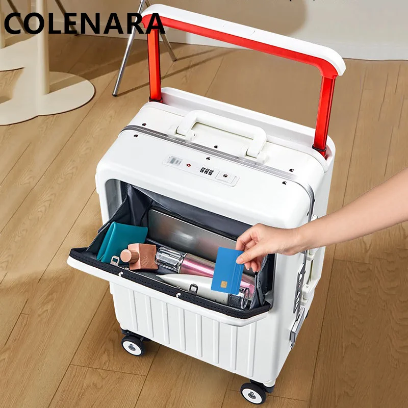 

COLENARA 20"24 Inch USB Charging Trolley Case Multifunctional Carry-on Travel Luggage Bag Cabin Front Opening Boarding Box