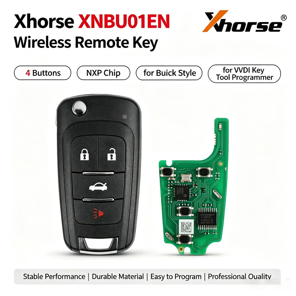 Xhorse XNBU01EN Wireless Remote Key with NXP Chip for Buick Style 4 Buttons Car Remote Key for VVDI Key Tool Programmer
