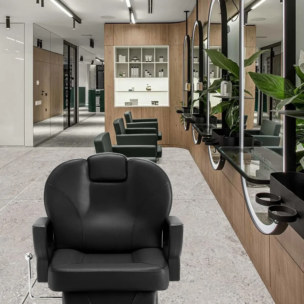 Sillas de barbero reclinables con marco de acero giratorio de 360 °, peso de carga máxima de 330 libras, equipamiento para salón de belleza, Spa, tatuajes y peluquería