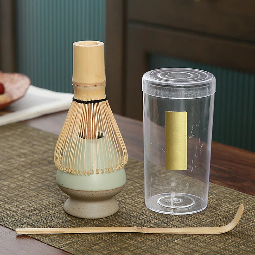 

F2 4Pcs Matcha Whisk Set Tea Ceremony Matcha Bowl Bamboo Whisk Grinder Brushes Tea Tools Holder Tea Accessories Teaware