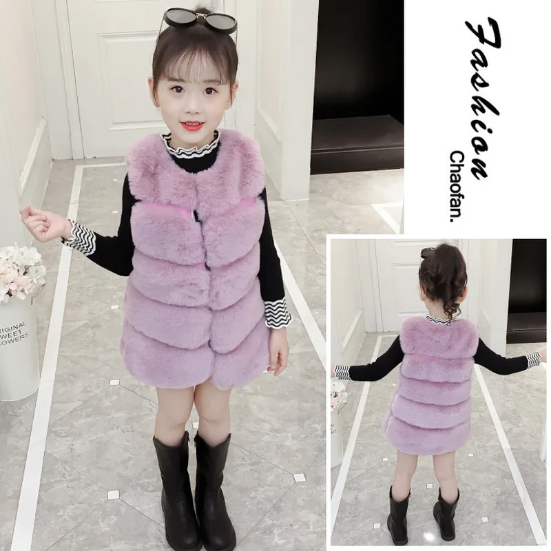 Kids Girls Faux Fur Vest Coats Winter Warm Waistcoat Sleeveless Children Fur Jacket Baby Girls Outwear Clothes