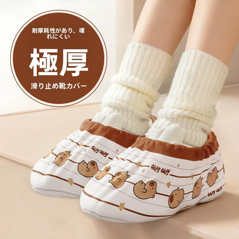 厚手の不織布製シューズカバー、滑り止め付き、家庭用、学生用、大人と子供に優しい、ゲスト用フットカバー