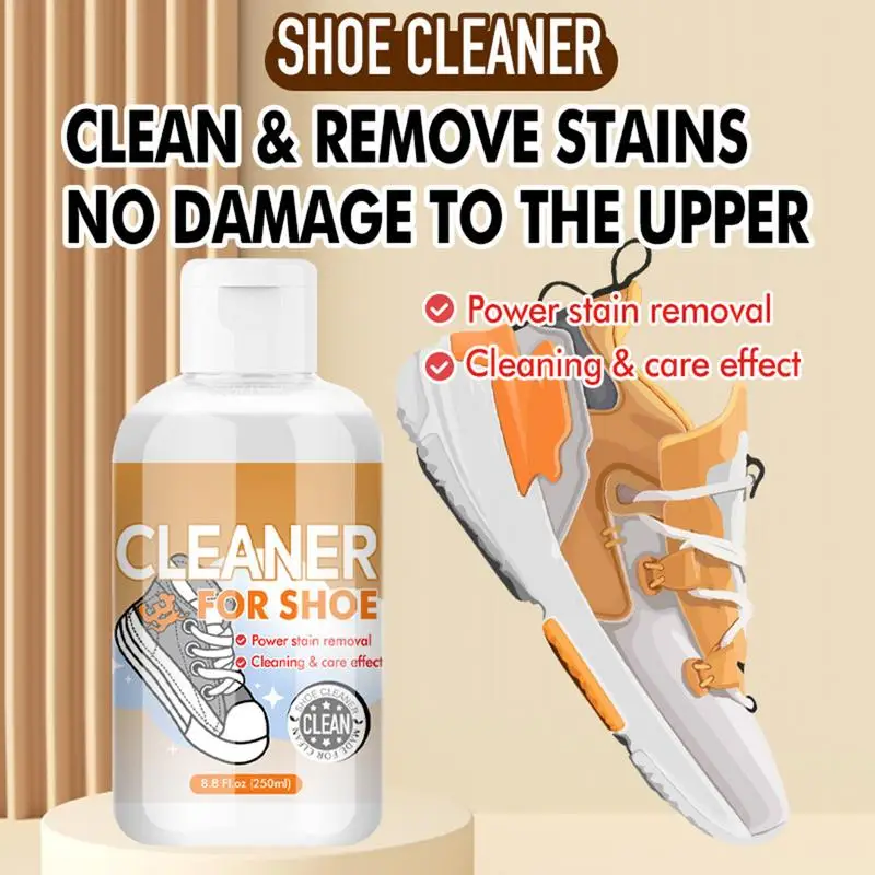 Sports Shoe Cleaner 250ml High Heels Cleaning Liquid White Shoe Cleaner Liquid For Fabric Tennis Boot Golf Knit PU