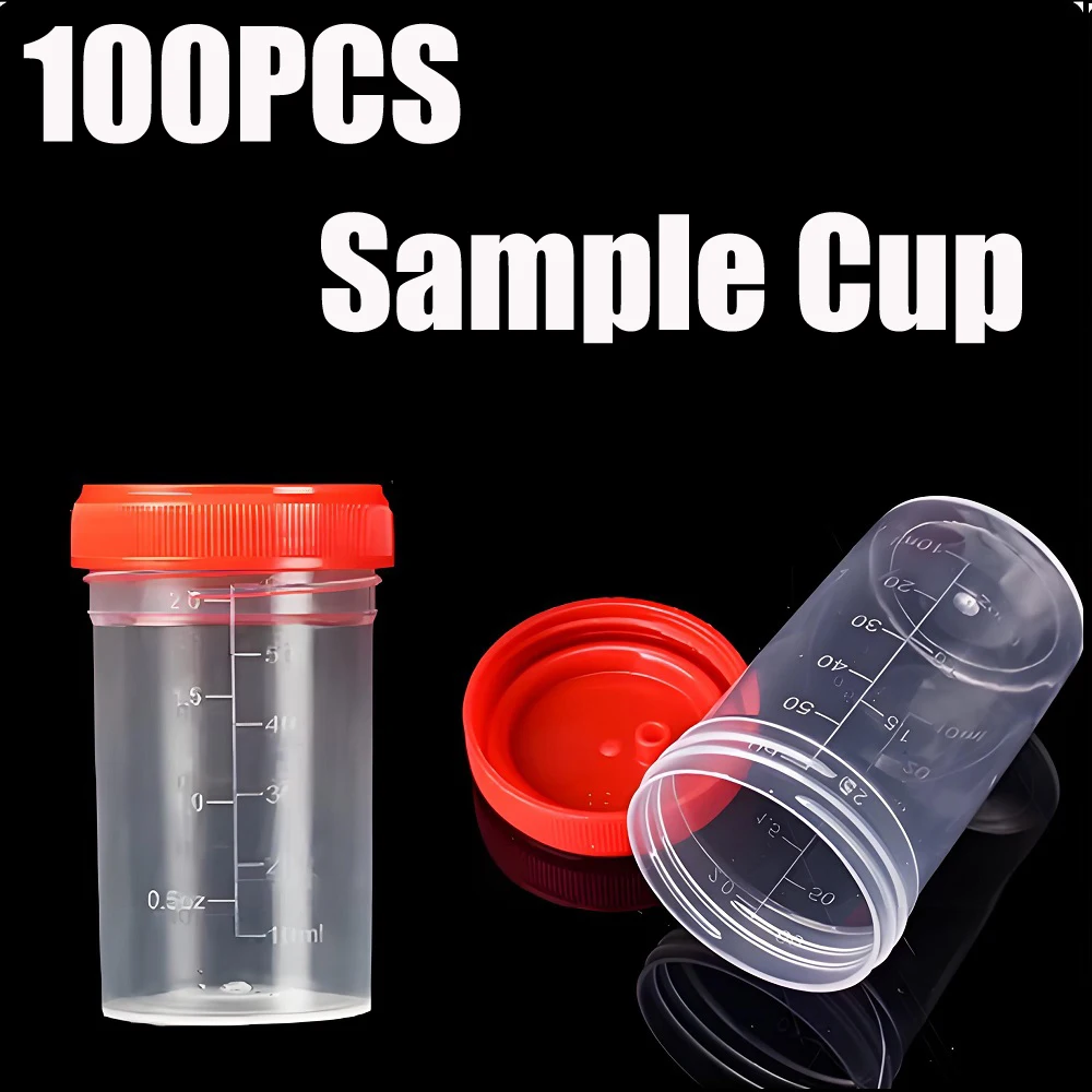 

100PCS 60ML Sample Cup Urine Cup Plastic Individually Packaged Urine Sample Collection Cup Disposable Bottles Containers