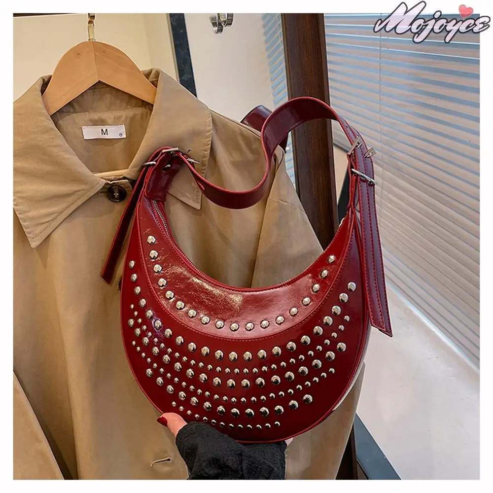 

Rivet Underarm Pouch U-Shaped Casual Tote Bag Punk Trend Handbag Personalized Cool Dumpling Bag Luxury Carrying Shoulder Bags