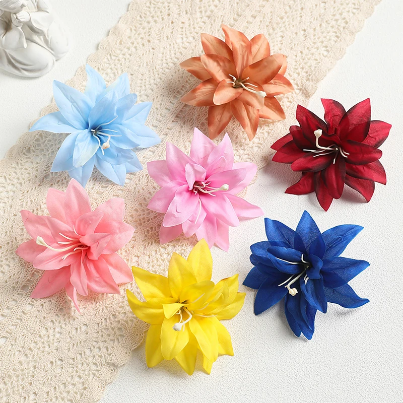 

10Pcs Large Silk Lily Artificial Flower Fake Flower Heads Wedding Decoration for Home Room Decor DIY Craft Wreath Accessories
