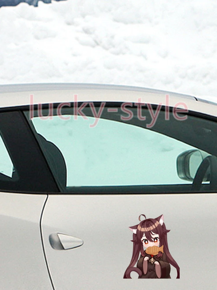 Hot Sell Kawaii Anime Girl Hu Tao Genshin Impact Sticker and Decal Car Body Motorcycle Laptop PVC Decal Car Decoration