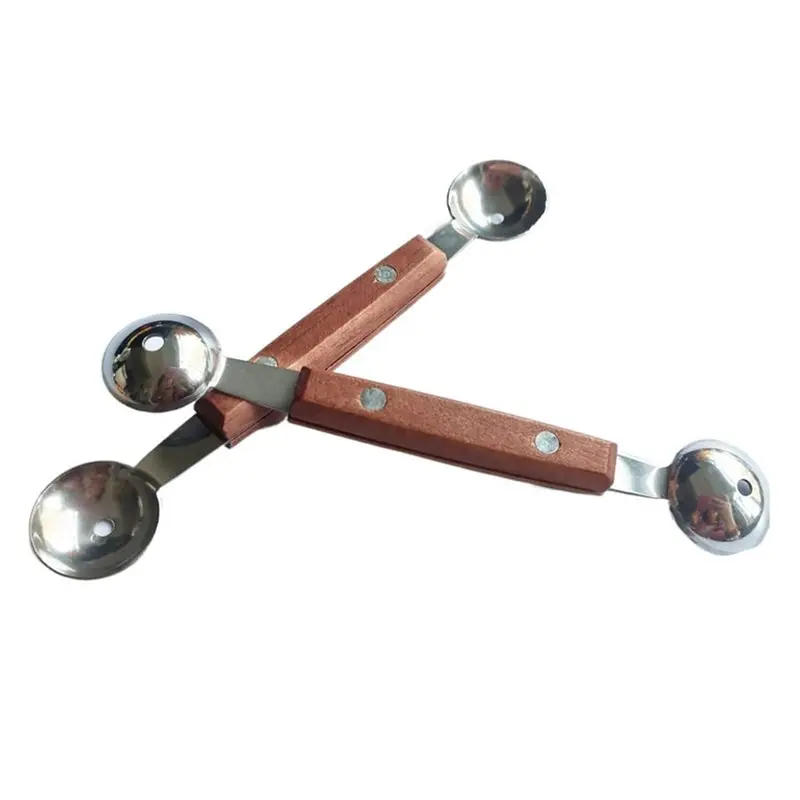 

B08B-Double-Sided Fruit Melon Baller Spoon, 2 In 1 Stainless Steel Scoop Design With Wood Handle 18Cm(2 Pack)