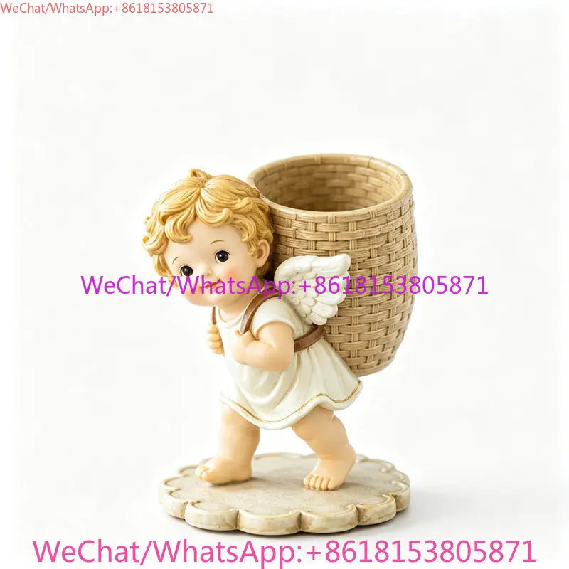 Medieval style little angel tableware tube kitchen storage box retro literary and artistic decoration ornament