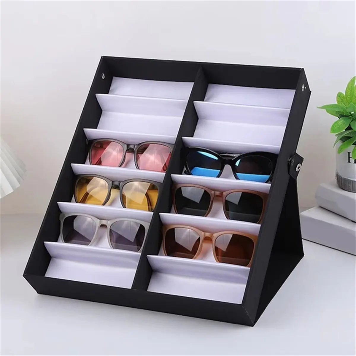 B-est 12 Slots Glasses Tray Sunglasses Display Case Eyeglass Organizer Box Eyewear Holder Sunglass Stand Sun Glasses Organizer