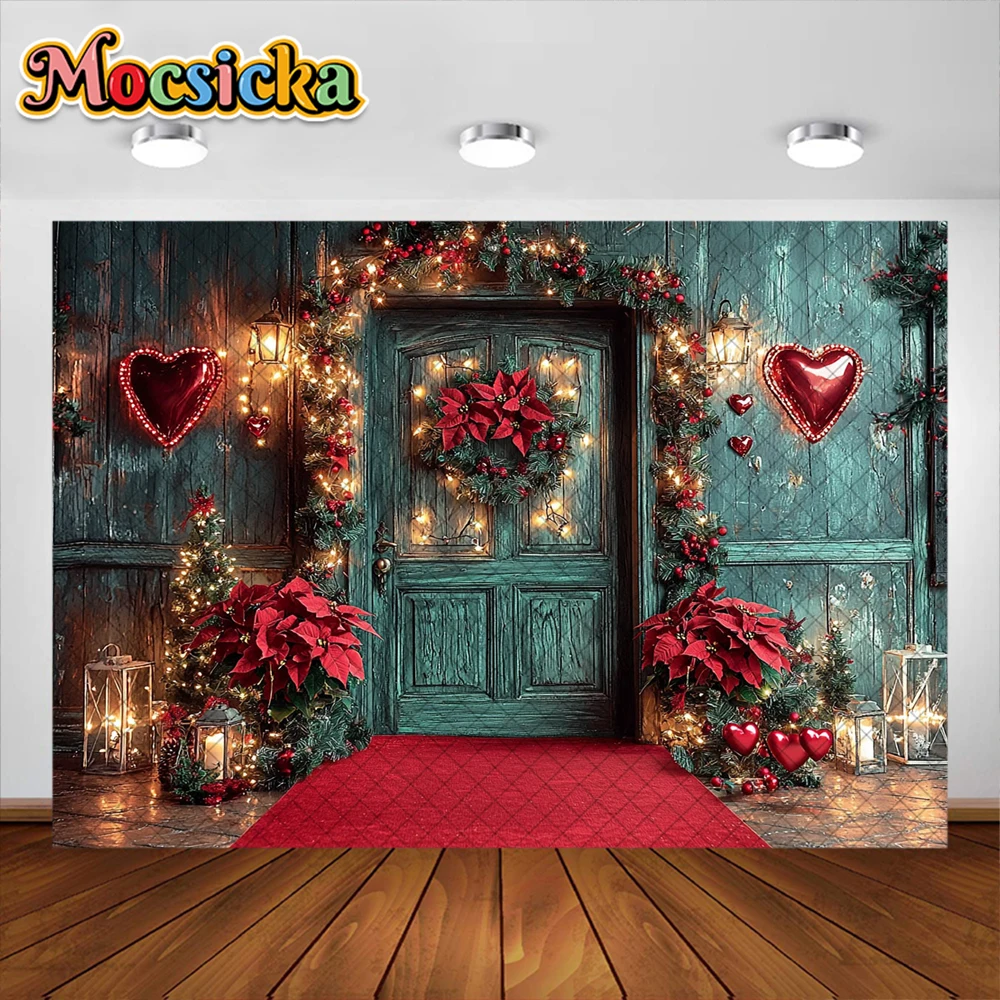 พื้นหลังสำหรับถ่ายรูปเทศกาลคริสต์มาสพรมแดงสำหรับตกแต่งพวงดอกไม้สำหรับถ่ายรูปในวันหยุดของเด็กฉากหลังสตูดิโอ