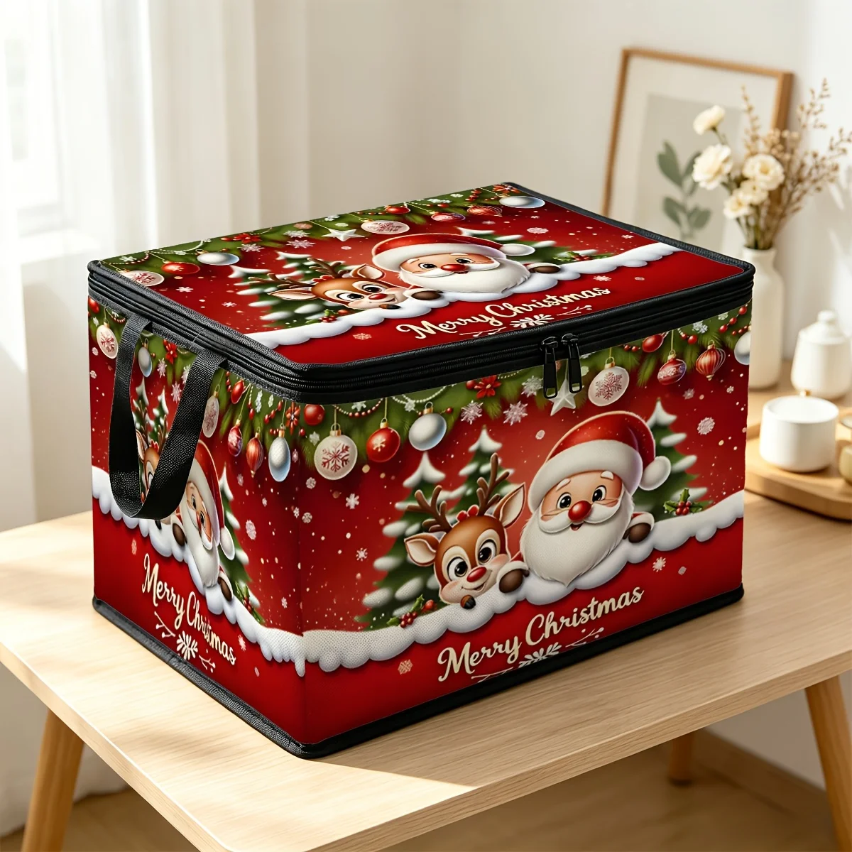 Christmas Decor Storage Box, Foldable Fabric Box