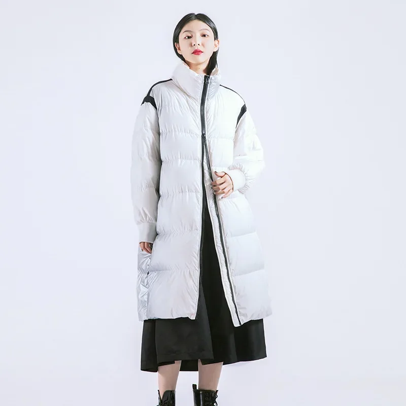 2022 Winter New Down Jacket Women\'s Lengthened Style Fashion Trend Loose Gradient Technology White Duck Down Thick Warmth Coat