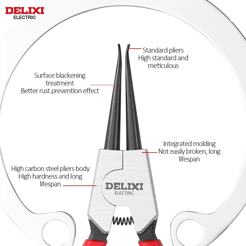 DELIXI ELECTRIC 7-In Circlip Pliers,Needle nose Pliers，Retaining Ring Pliers，for Removing Installing Puller Locking Rings Shafts