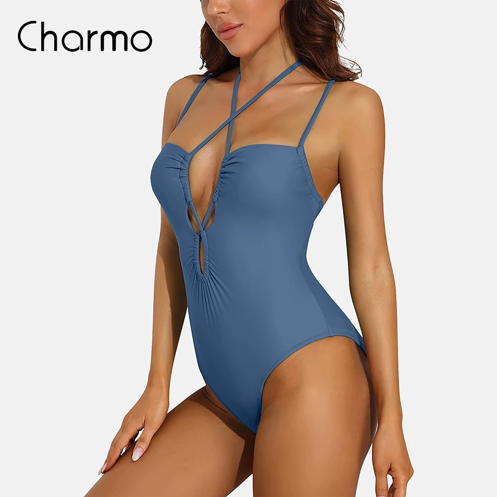 

Charmo Women Sexy One Piece Bathing Suits for Women Backless Swimsuits with Adjustable Halter Straps