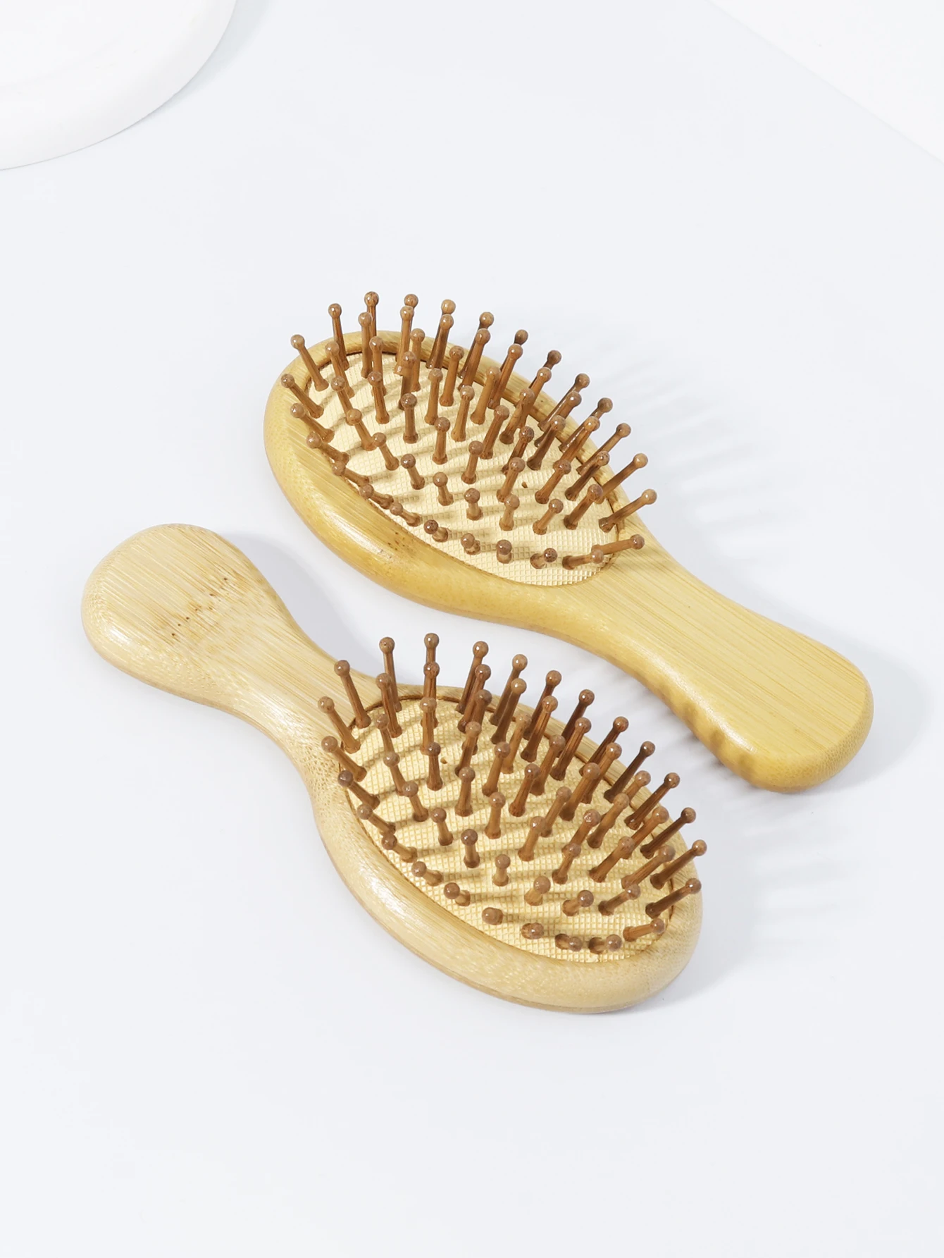 قطعتان من أمشاط وسادة هوائية للتدليك الخشبية المستديرة، محمولة للسفر، مناسبة لجميع أنواع الشعر، خاصة لشعر مستعار حقيقي #2