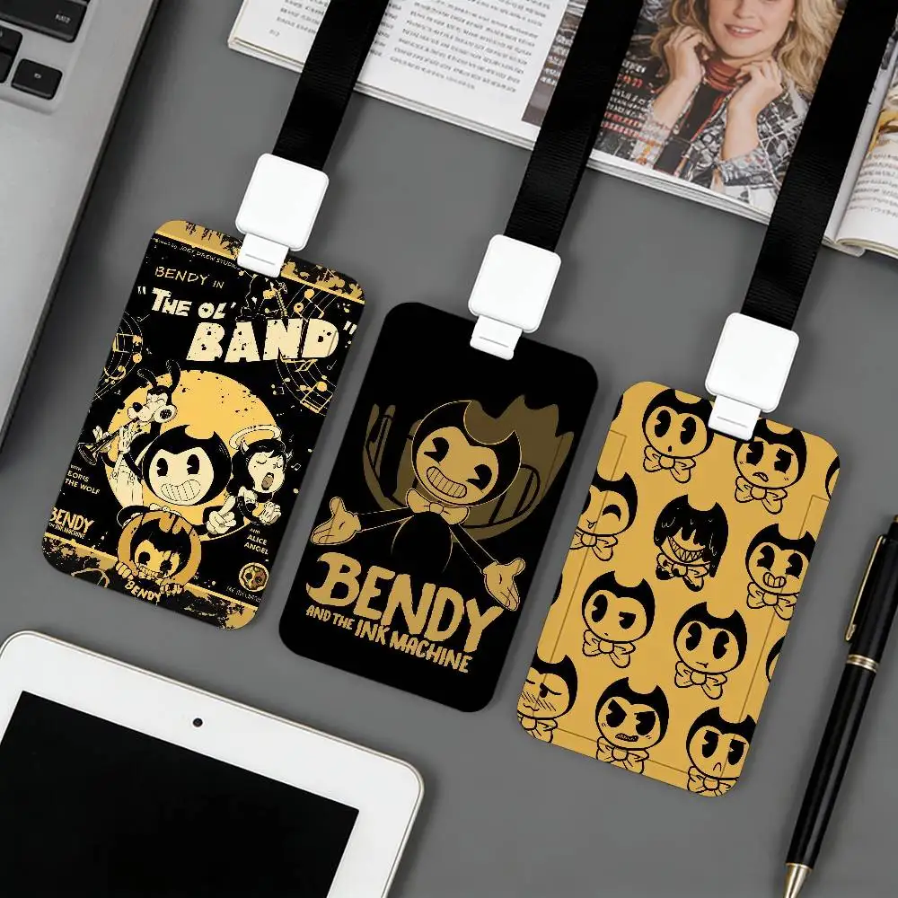 B-Bendy And The I-ink M-machine - Porta Tarjetas de Juego, Porta Tarjetas de Identificación, Porta Tarjetas Bancarias, Porta Tarjetas de Autobús para Estudiantes, Porta Permisos de Trabajo, Accesorios y Regalos