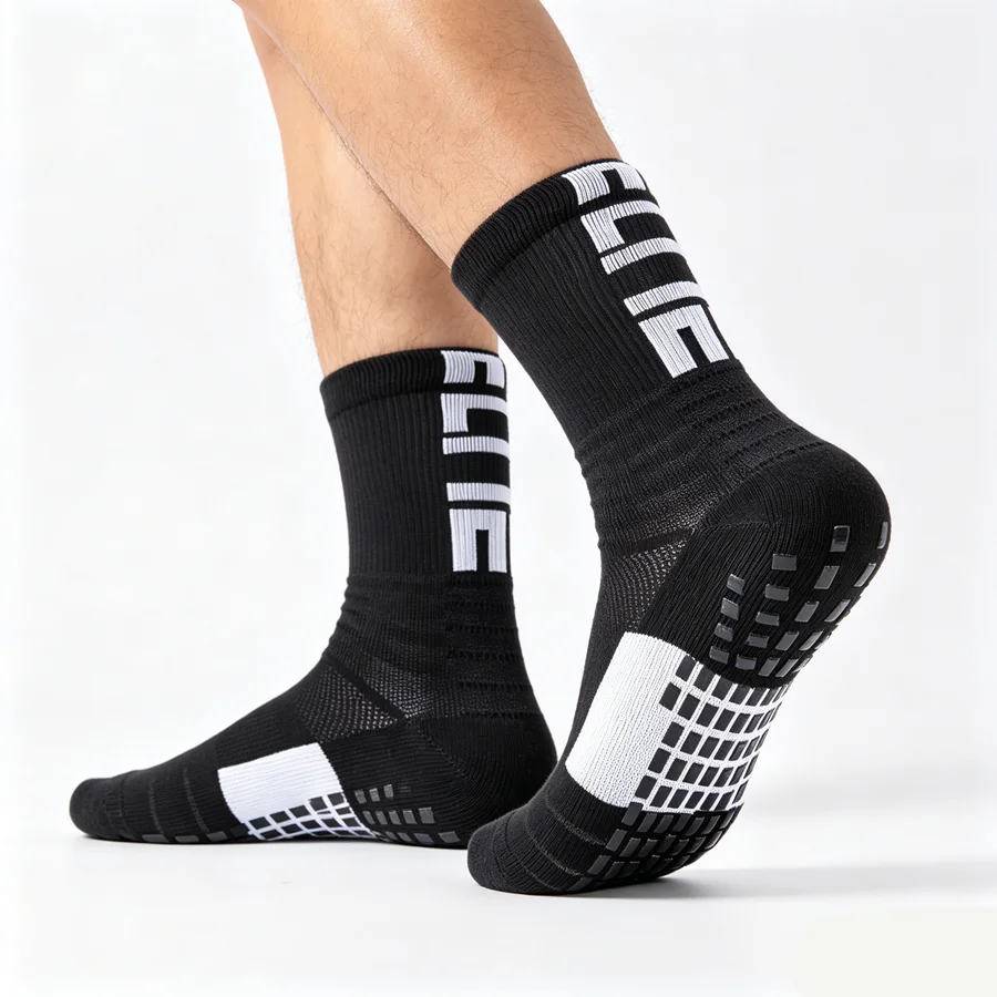 3/6/9 Pairs Men's Women's Anti-Slip Grip Sports Towel Bottom Breathable Shockproof Hiking Cycling Professional Athletic Socks image 5