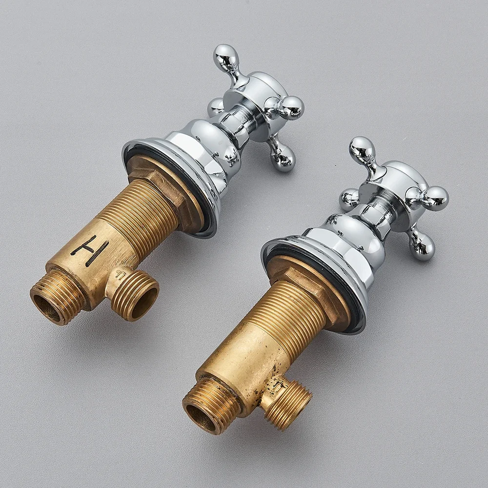 2pc Bath Faucet Switch Handles for Bathroom Handles for Basin Faucet Deck Mounted Brass Hot and Cold Control Valve Mixer Handles