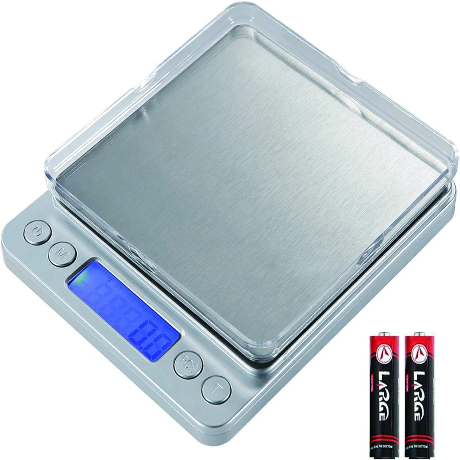 

Mini Stainless Steel Food Scale - 3000g/0.1g Digital Kitchen Scale with Back-Lit LCD Display, 2 Trays, 6 Units - Tare & PCS Func