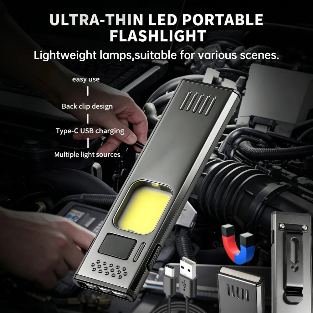 Rechargeable Mini LED Flashlight  Portable Magnetic EDC Torch with Pen Clip Lightweight Pocket Light for Outdoor Daily Use