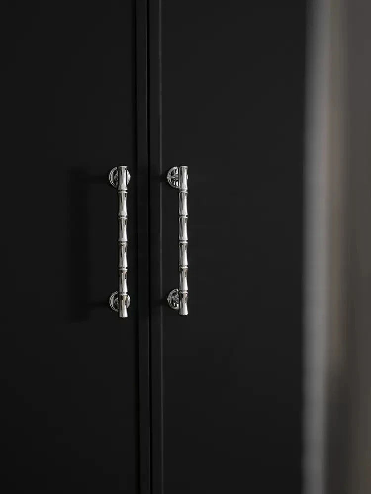 Furniture Slub Shape Bright Silver Solid Brass Cabinet Door Handle Wardrobe Door Shoe Cabinet Drawer Brass Chrome Long Handles