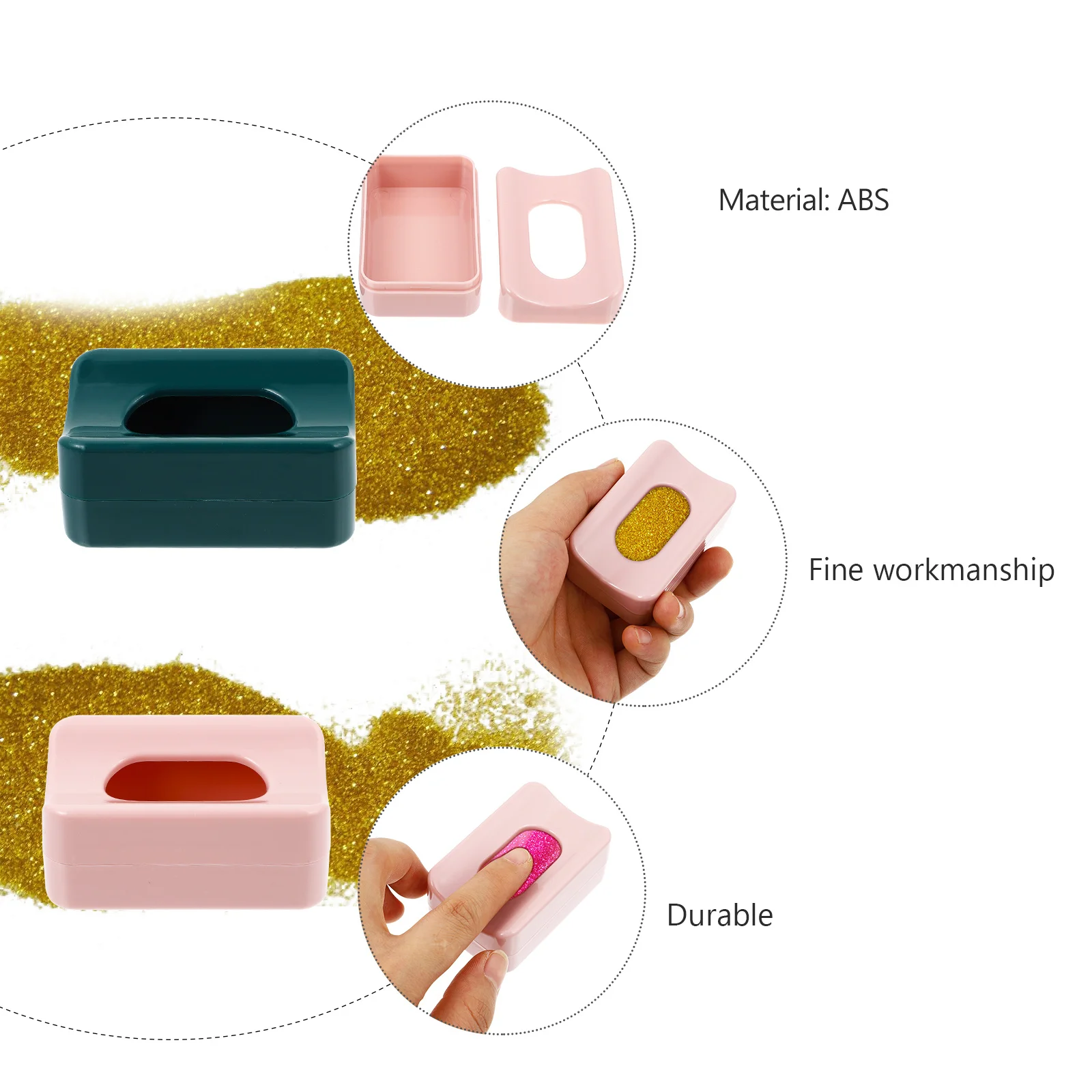 2pcs Nail Manicure Powder Storage Container Ergonomic Arc Design For Dipping Powder Loose Glitter Recycling Nail