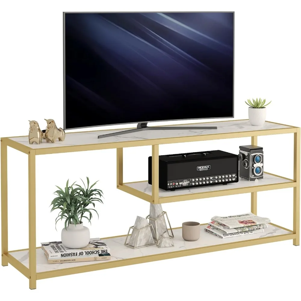 TV Stand for TVs up to 55 Inch, 3 Tier Entertainment Center, Media Console with Open Storage Shelves for Living Room Bedroom