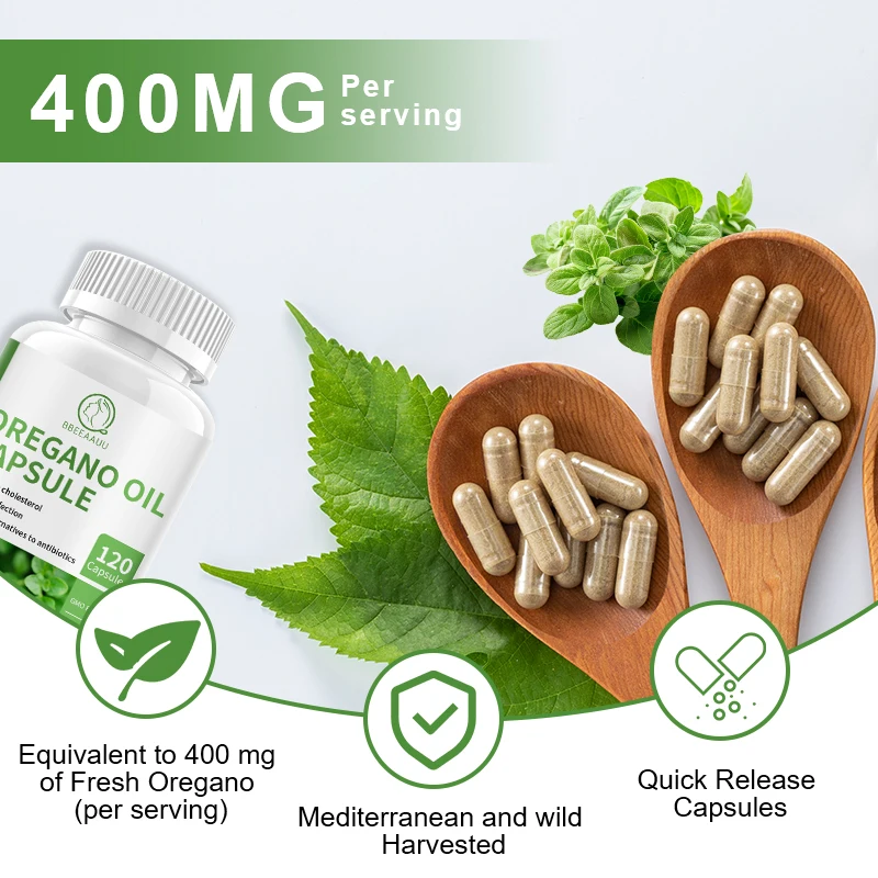 BBEEAAUU Origanum Oil Capsules Balance Cholesterol Immune&Intestinal Digestive Health Inflammation Support Antioxidant Skin Care