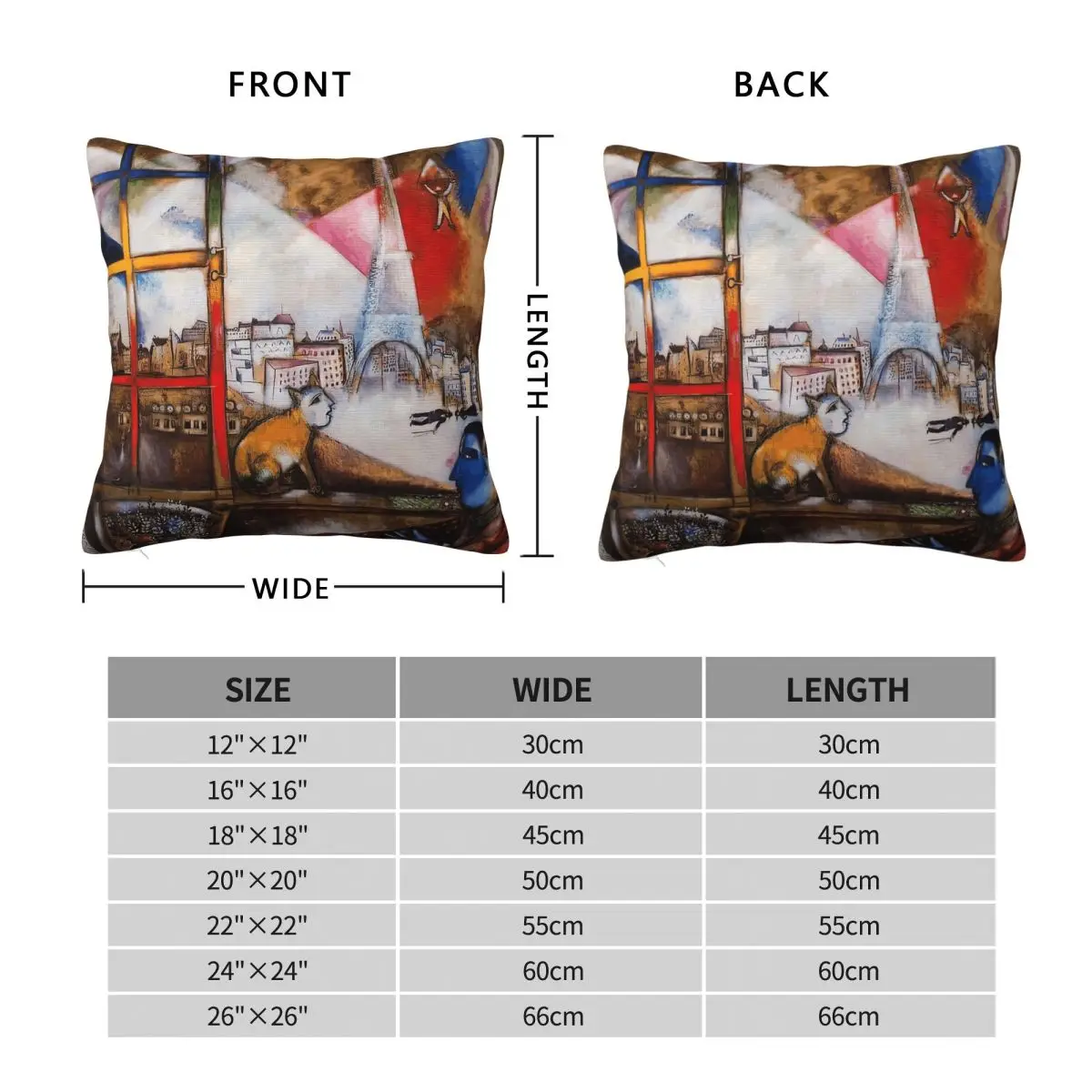 Marc Chagall Surrealism Square Pillowcase Polyester Linen Velvet Creative Zip Decorative Pillow Case Home