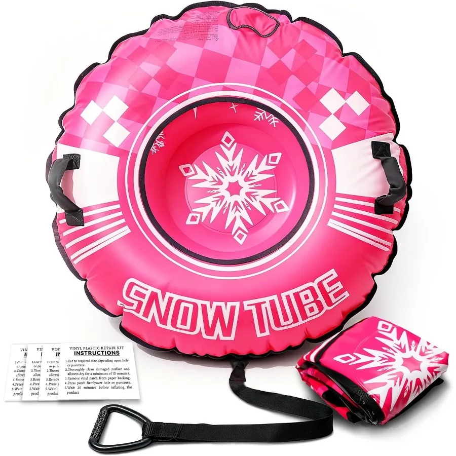 

Snow Tube Heavy Duty Inflatable Snow Sled with Reinforced Cover Snow Sleds with Handles Suspended Seat and Pull Rope for Winter