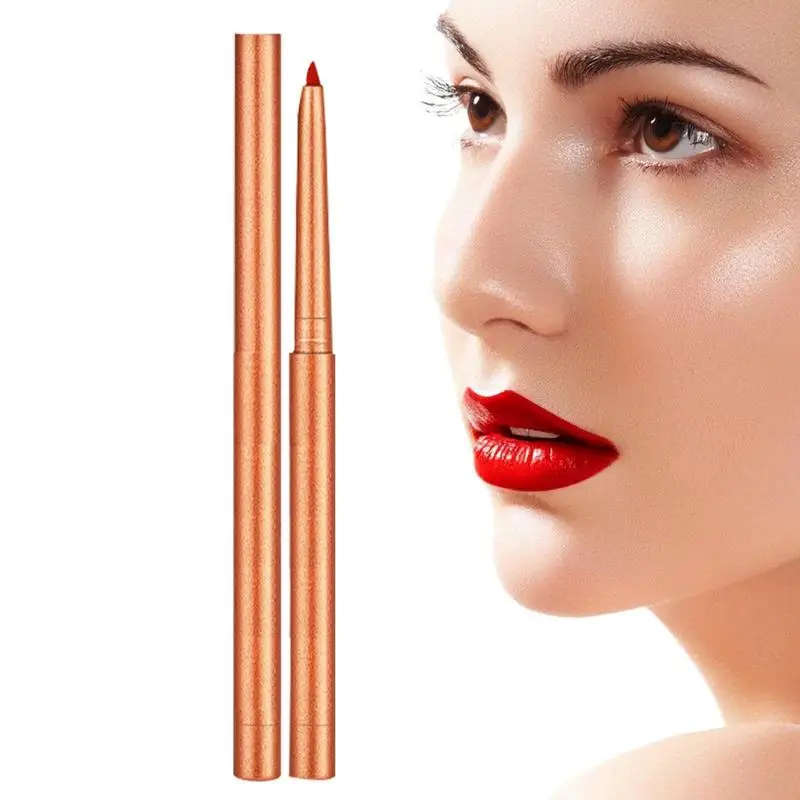 Lápis labial de dupla finalidade para mulheres, duradouro, marrom fosco lipliners, hidratante, retrátil, lápis labial