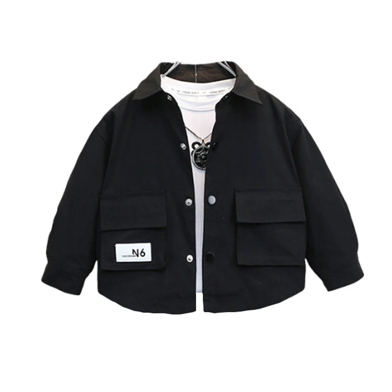 2024 Autumn children clothes for boys 5 to 12 year Children\'s Black jacket Fashionable jackets and tops for children and boys