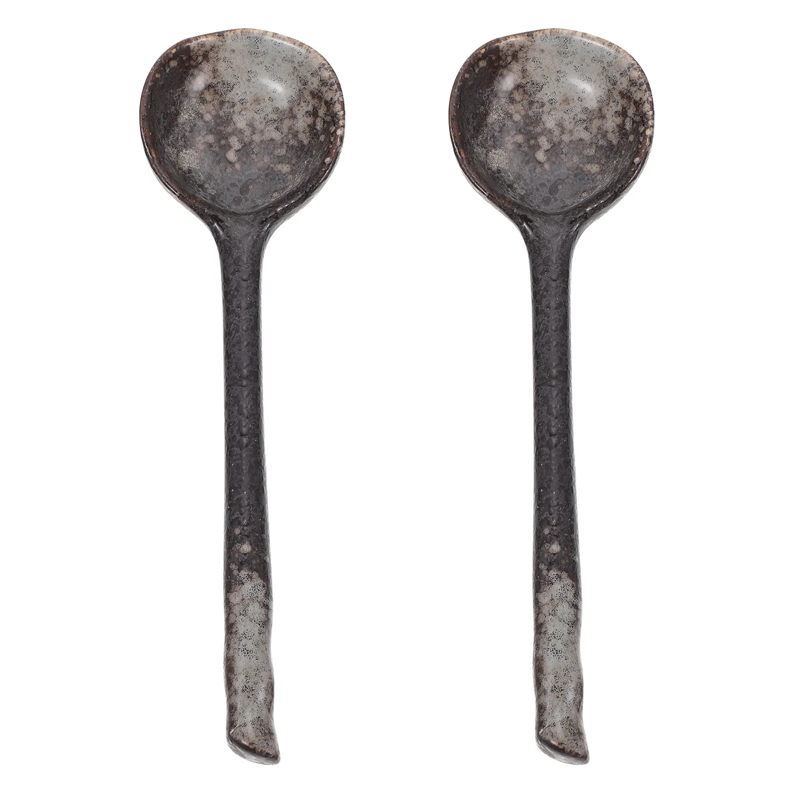 

2Pcs Bamboo Joint Soup Spoons Ceramic Food Spoons Straight Handle Comfortable Grip Eco Friendly Dishwasher Safe for Home Use