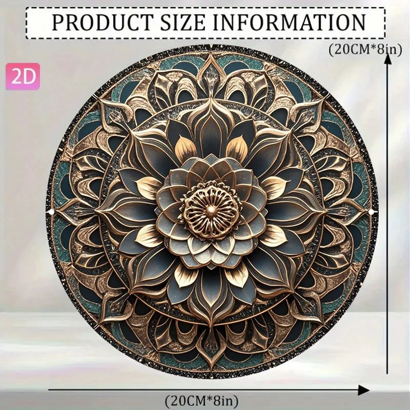 2D Flat, 1pc 2D Flat, Exquisite Vintage Lotus Pattern Layered Design, Retro Aluminum Sign, Wall Decoration (8 X 8 Inches, 20 X 2