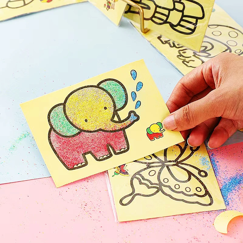 15Pcs DIY Kids Handmade Art Painting Sand Painting Set Toys Kids Baby Birthday Party Gift Christmas Party Favors Bag Filler Toys