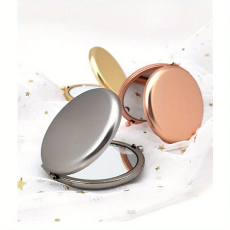 1 قطعة مرآة مستحضرات التجميل المعدنية المستديرة على الوجهين مرايا قابلة للطي هدية إبداعية مرآة مكبرة 3X أداة ماكياج محمولة #3