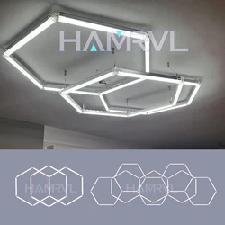 DIY Hexagon Light Pendant Decor Art Lighting for Barbershop Home Gym Garage Car Detail Workshop Ceiling LED Tube Lamp Honeycomb